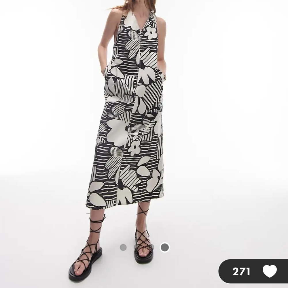 NWT poplin midi dress mono floral